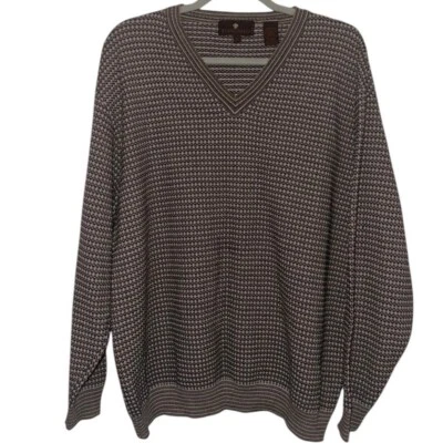 Suéter Pullover Toscano Vintage Para Hombre Algodón Tweed Cuello en V - Talla XL Foto 1 de 4