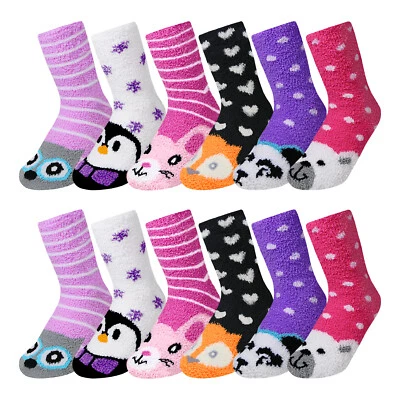 Calcetines deportivos de felpa suaves difusos para mujer, invierno cálido estampado animal, talla 9-11 Foto 1 de 4