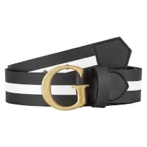 GOLFINO BLACK AND WHITE STRIPE GOLDEN TOUCH BELT - Picture 1 of 2