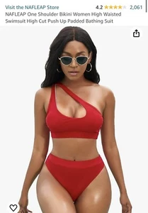 NAFLEAP Womens One Shoulder Sport Bikini Set High Waisted Cutout Swimsuit S - Picture 1 of 9
