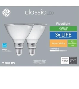 GE Classic 90 Watt EQ LED Flood Light, Par38, Warm White Dimmable, 2 Pack - Picture 1 of 4