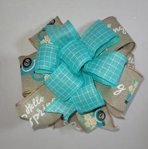 HANDMADE BOW HELLO SPRING BLUE FARMTRUCK 2 WREATHS SWAG LANTERN SPRING SUMMER - Picture 1 of 2