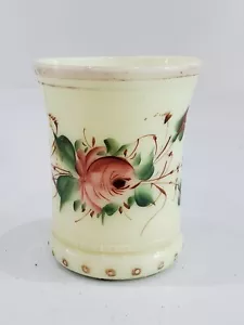 Heisey Yellow Custard Glass Tumbler Dear Mother 1912 Hand Painted - Picture 1 of 10