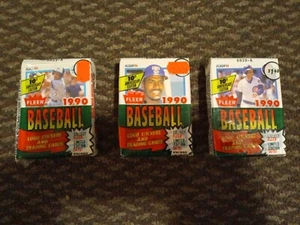NEW-1990 FLEER BASEBALL CELLO PACKS - LOT OF 3 CELLO PACKS - UNOPENED - Picture 1 of 17