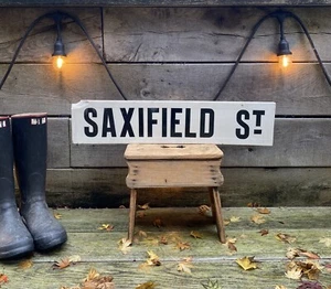 Antique English Porcelain Ceramic Street Sign SAXIFIELD ST Burnley Lancashire - Picture 1 of 17