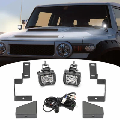 Para Toyota FJ Cruiser 2007-2014 - Cápsulas de luz LED 3"" + Soportes de pilar de capó + Cableado Foto 1 de 4