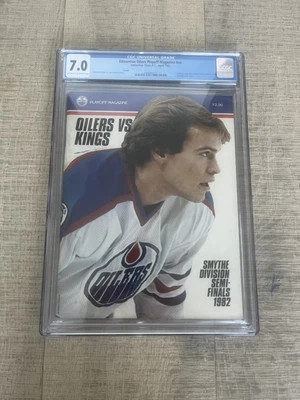 CGC 7.0 "Top Pop" 1982 Edmonton Oilers vs LA Kings Playoffs  Mark Messier - Image 1 of 4