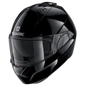 SHARK EVO ES PLAIN BLACK GLOSS FLIP FRONT MODULAR MOTORCYCLE HELMET - Picture 1 of 5