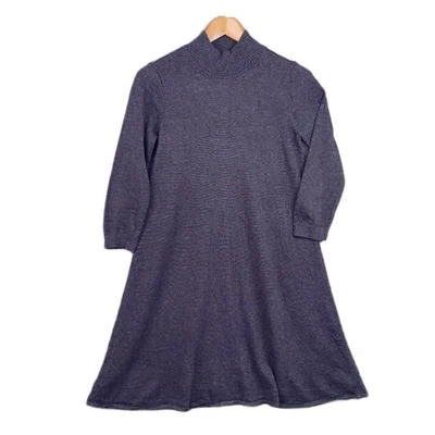 Vestido Marc New York Tejido Gris Cuello Simulado Manga Larga Línea A Mediano Foto 1 de 4