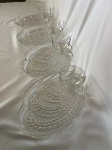 Vintage Federal Glas Gastfreundschaft Weizen Muster Snack Mittagessen Set 4 Bx6 - Bild 1 von 8