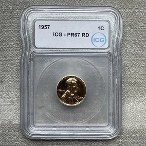 1957 Lincoln Wheat Cent PR67 RD ICG - Picture 1 of 5