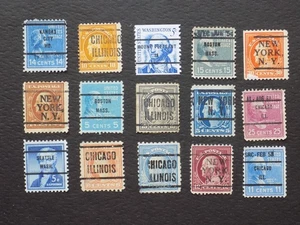 (15) DIFFERENT USED PRECAN. DEFIN STAMPS-OFF PAPER-7-25-M- - Picture 1 of 2