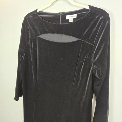 Susan Graver вырез шеи черный эластичной бархата 3/4 рукав платье средний сексуальный вечеринки - Изображение 1 из 4