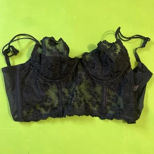 34C Bra Black Floral Lace Sheer Underwire Lingerie Size - Picture 1 of 5