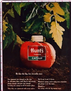 1963 Hunt's Tomato Catsup Ketchup Condimento Vintage Impreso Anuncio Vegetal - Imagen 1 de 1
