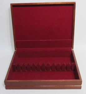 Silverware Storage 12 Maroon Tarnish Proof "Godinger" Wood Chest 15"x11½"x3' - Picture 1 of 7