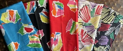 Abstract Geometric Art Paint / Floral Fabric Lot-5 Different Patterns & Colors - Image 1 of 4