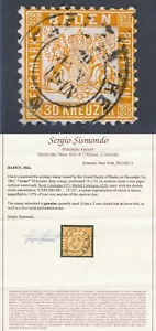 Baden Deutschland Sc 25 Deep Org 30Kr 1862 S.10x10 Doppelkreis CDS Cancel Sismondo - Bild 1 von 1