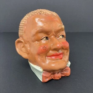Vintage Chia Pet Folk Art Oddity Happy Glazed Head Figural Haunted? Man 40s - Foto 1 di 14