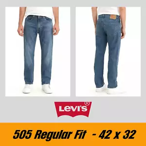 Jeans Levi's Uomo 505 Regular Fit - Lavaggio Leggero - 42x32 Levis Denim - Foto 1 di 6