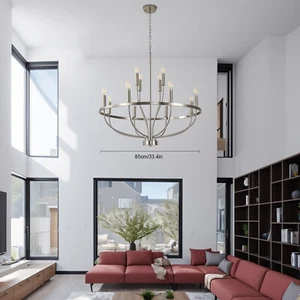 Farmhouse Industrial Chandelier Dining Rooms Round Pendant Light Fixture Decor - Picture 1 of 23