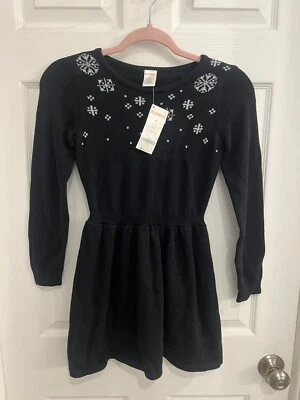 GYMBOREE Snowflake Sweater Dress Black Girls Outlet - Size L- NWT - Image 1 of 4