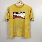 Vintage Nautica Mens T-Shirt Size M Yellow Big Logo Ns-83 Crew Neck Tee