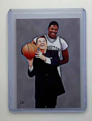 Tarjeta coleccionable firmada por artista edición limitada por Ronald Reagan y Patrick Ewing 1/10 Foto 1 de 2