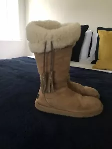 UGG Plumdale Chestnut suede boots UK 5.5 Tassels EUR 38 - Picture 1 of 11