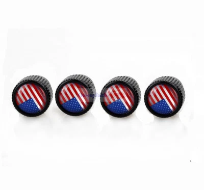 For Ford 4pcs United States America US Metal Black Wheel Tire Valve Stems Caps - Image 1 of 4