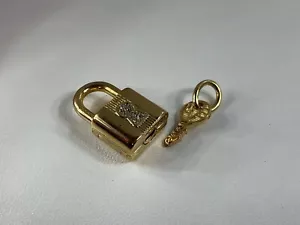 Pandora 14k Gold Plated Padlock And Key Charm NEW - Picture 1 of 8