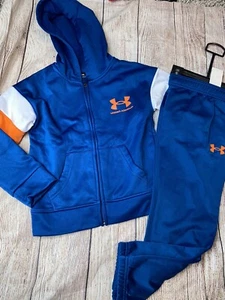 Under Armour Size 4 Navy Orange Zip Hoodie Joggers Outfit Set NEW - Picture 1 of 1