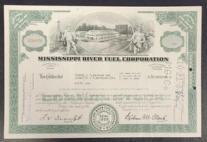 Mississippi River Fuel Corporation meno di 100 azioni 1964 certificato di magazzino - Foto 1 di 2