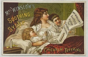 Tarjeta de intercambio vintage jarabe calmante para niños de dentición Mrs. Winslow's - Imagen 1 de 4