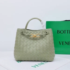 Bottega Veneta Women's Woven Andiamo Travertine Green Handbag - Picture 1 of 9