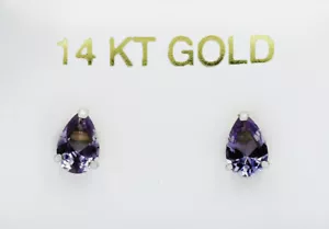 ALEXANDRITE 1.50 Cts STUD EARRINGS 14k White Gold - Made in USA - NEW WITH TAG - Picture 1 of 3