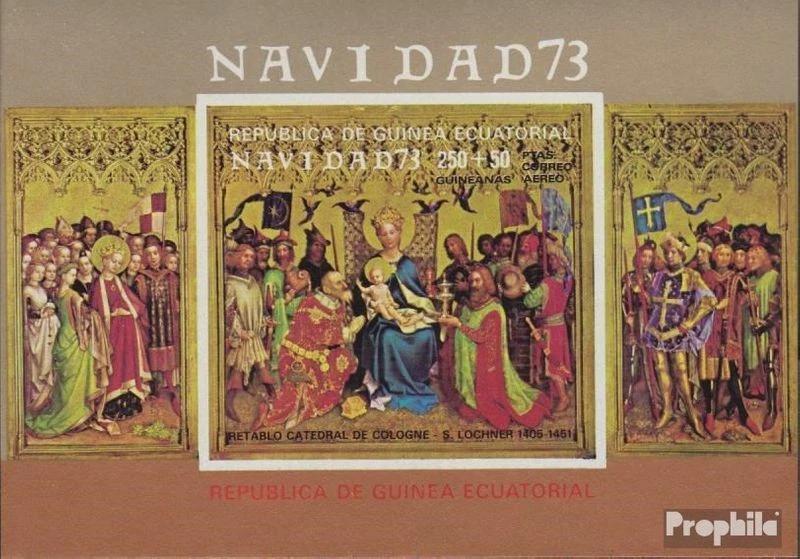 Guinea Ecuatorial bloque 84 como nuevo/MNH 1973 Navidad: Pinturas Foto 1 de 1