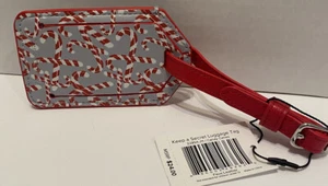 Etiqueta de equipaje Vera Bradley Keep A Secret bastones de caramelo imitación cuero rojo gris nuevo con etiquetas - Imagen 1 de 2