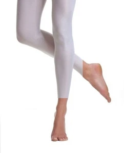 Danskin 351 Mädchen S/I Small/Intermediate weiße ultra schimmernde Strumpfhose ohne Fuß - Bild 1 von 1