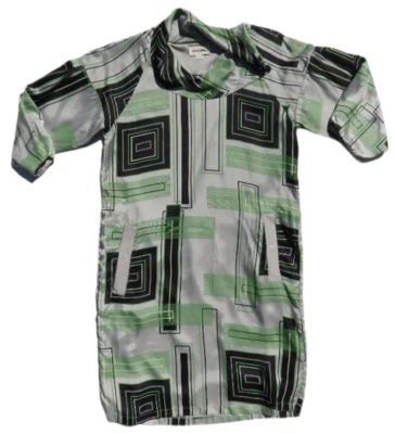 Vestido recto DIESEL XS gris verde geométrico viscosa bolsillos mod retro manga 1/2 Foto 1 de 4