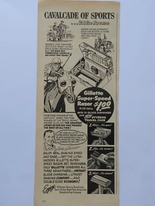 1949 vintage Gillette print ad. Featuring Eddie arcaro - Picture 1 of 1