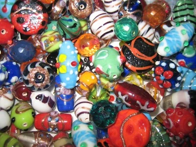 Glasperlen Mix/Perlen Mix  100 g bunte Mischung Lampwork Perlen/Crystal Perlen - Bild 1 von 4