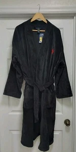 Nuevo con etiquetas Bata de baño Polo Ralph Lauren para hombre talla S/M negra cepillada polar - Imagen 1 de 9
