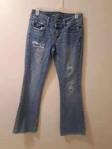 American Eagle Distressed Denim Stretch Jeans Damengröße 2 blau 5 Taschen - Bild 1 von 14
