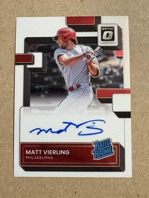 2022 Donruss Optic Matt Vierling RC Rated Rookie On Card Auto Phillies #RRS-MV - Image 1 of 2