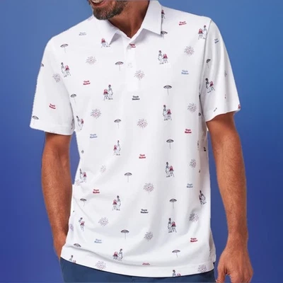 $99 Nuevo con Etiquetas Travis Mathew Vecindario Fiesta Golf Blanco Polo Talla XL Foto 1 de 4