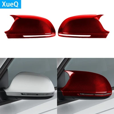 Cubierta de tapa de espejo retrovisor lateral de fibra de carbono seca roja para Audi A4 B8 2009-2012 Foto 1 de 4