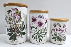 Juego de 3 frascos de almacenamiento de jardín botánico Portmeirion tipo bote flores de lavanda - Imagen 1 de 7