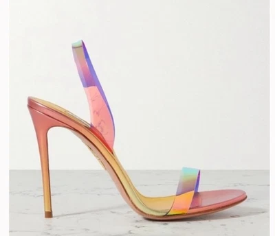 Sandalias AQUAZZURA So Nude 105 Azul Metálico PVC y Cuero Talla 7 IT 37 Muy Buenas Foto 1 de 4