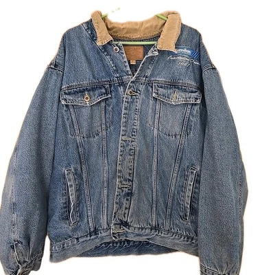 Vintage Swingster Embroidered Snap Jean Trucker Jacket Flannel Lined Mens XL - Image 1 of 4